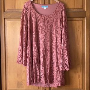 Pink Lace Long Sleeve Dress